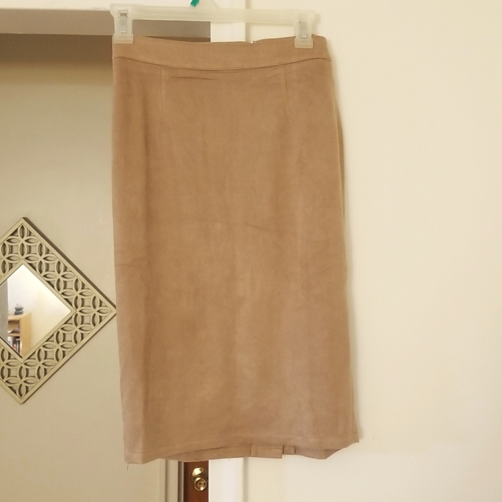 Tan Faux Suede Skirt